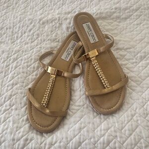 Jimmy Choo Metallic Gold Sandals 36